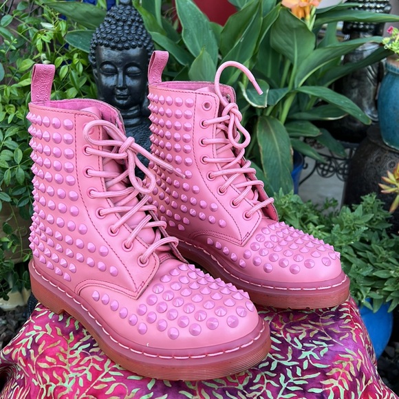 Dr. Martens Limited Edition Mono Pink Studded Spike Boots - Picture 7 of 16